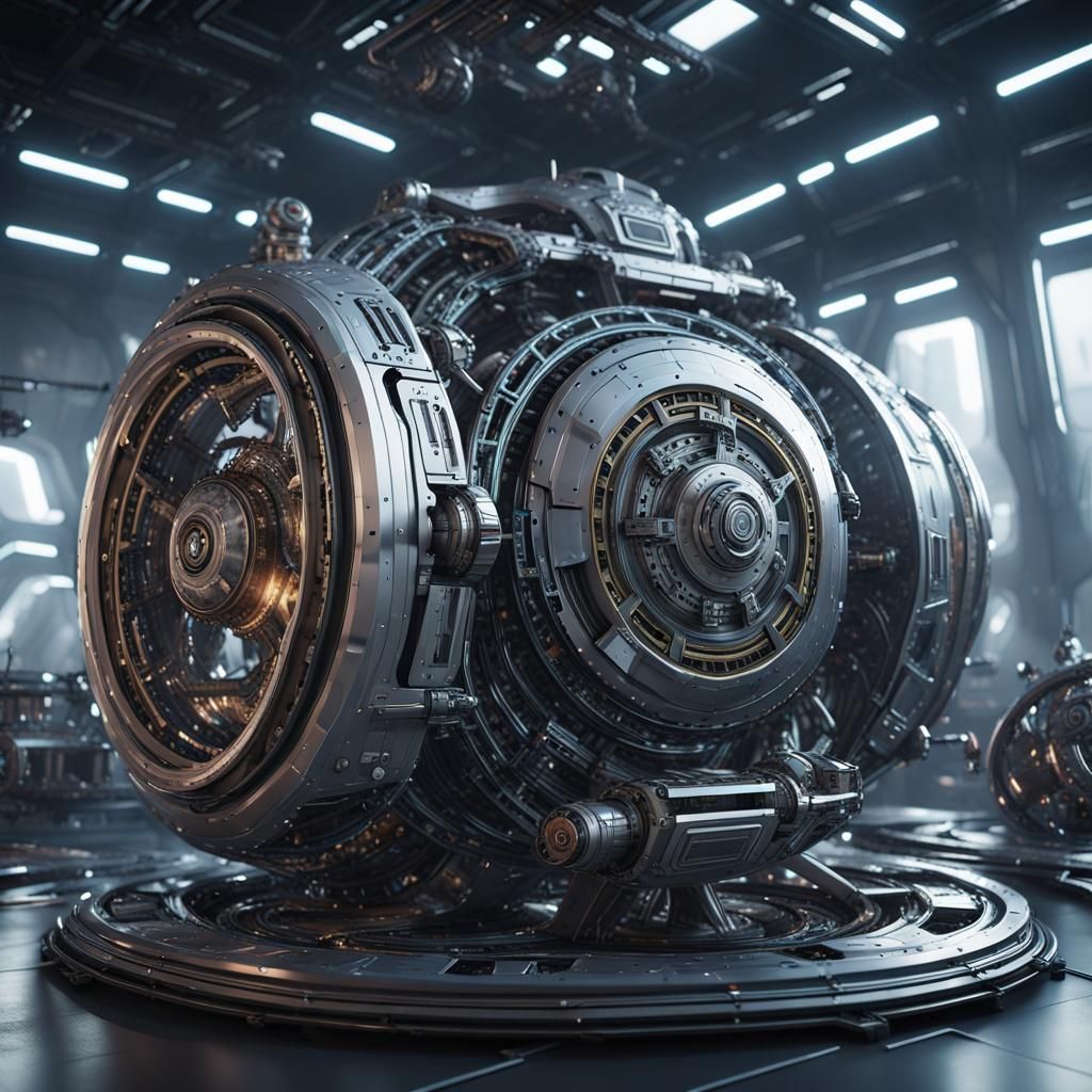 Futuristic Factory Time Machine in Cinematic Sci-Fi Style