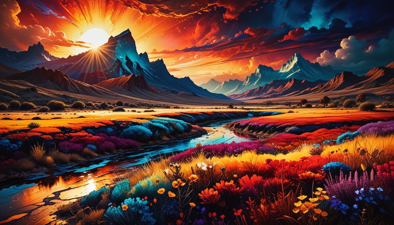 Vast HDR Plains with Vibrant Alcohol Ink Textures