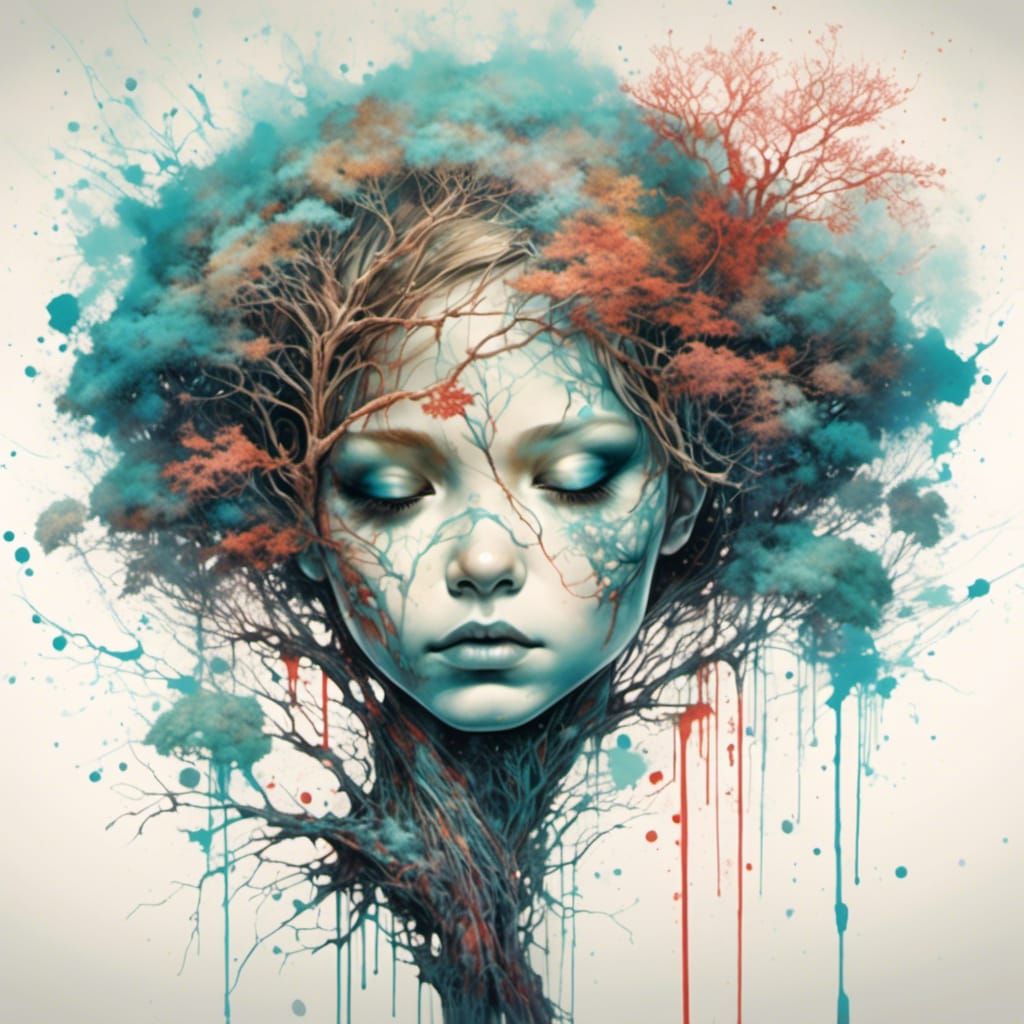 Winter Tree of Life in Graffiti Art Style