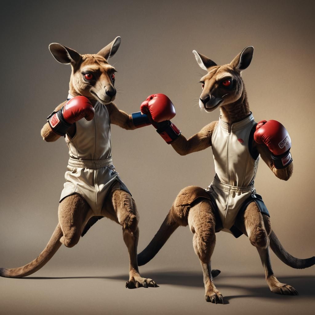Hyperrealistic Kangaroo Boxer in Digital Portrait