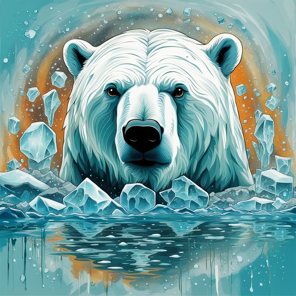 Polar Bear in Water: Abstract Art