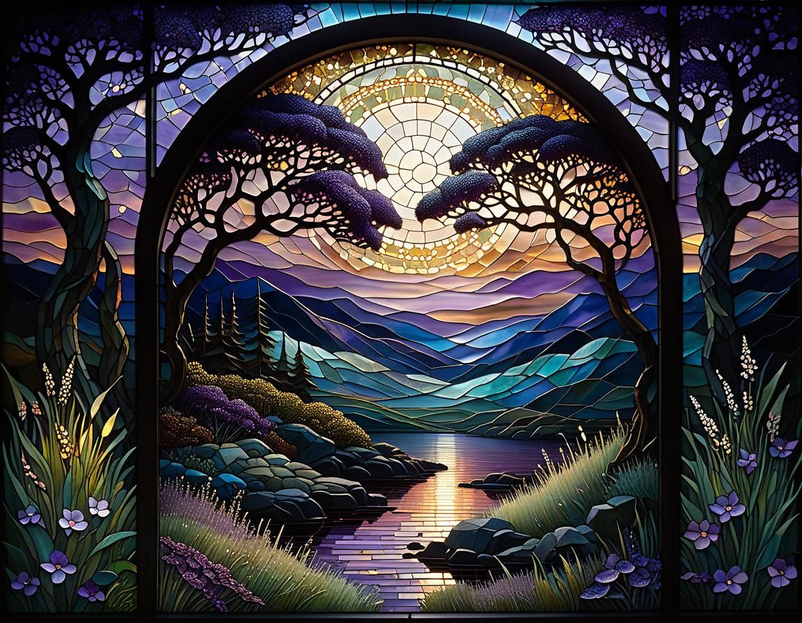Stained Glass Mosaic in Violet Mist
