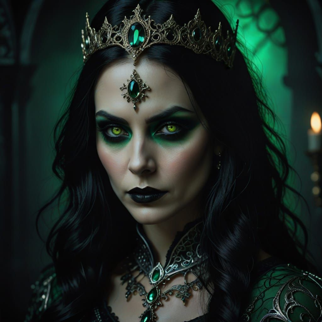 Vampire Queen Portrait in Gothic Dark Fantasy Art