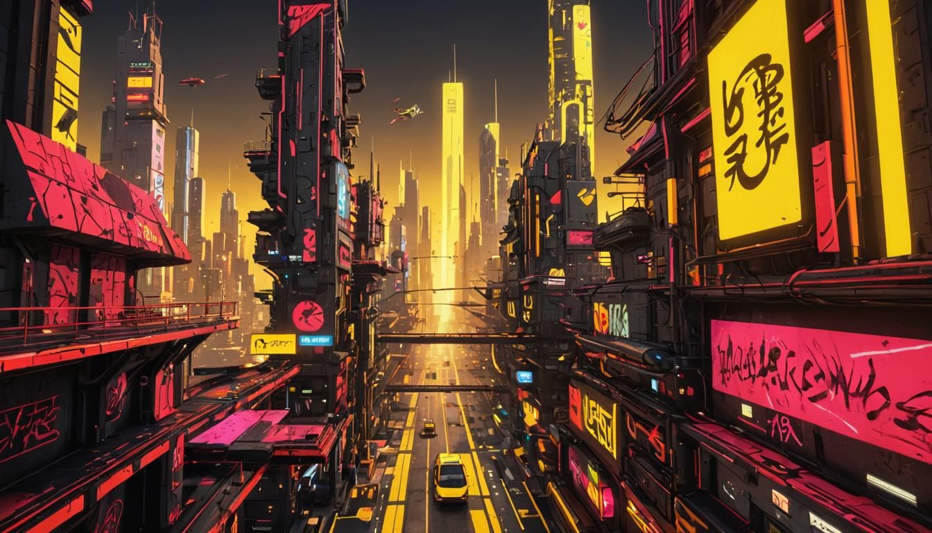 Futuristic Neon Metropolis Inspired by Wipeout 2097