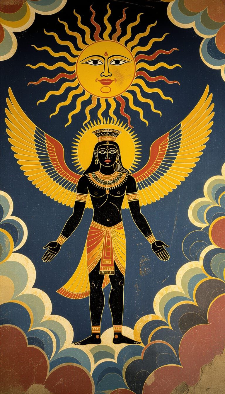 Ancient Cave Art of Winged Celestial Being