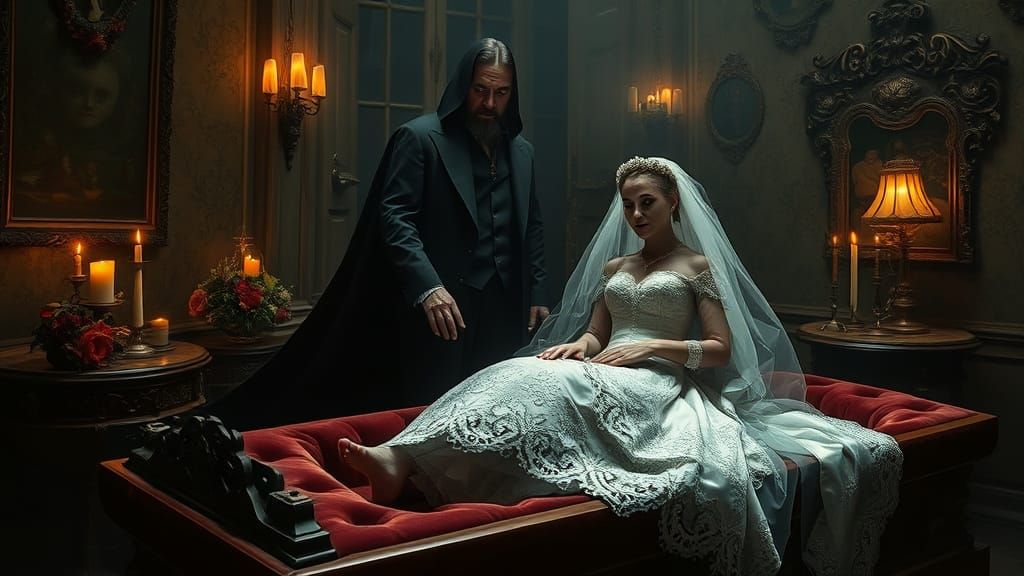 Mysterious Medicine Man in a Haunting Victorian Mortuary Sce...