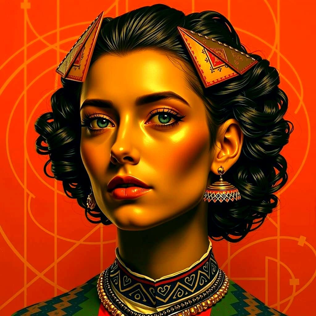 Harlequin in Hypnotic Geometric Maze Optical Illusion