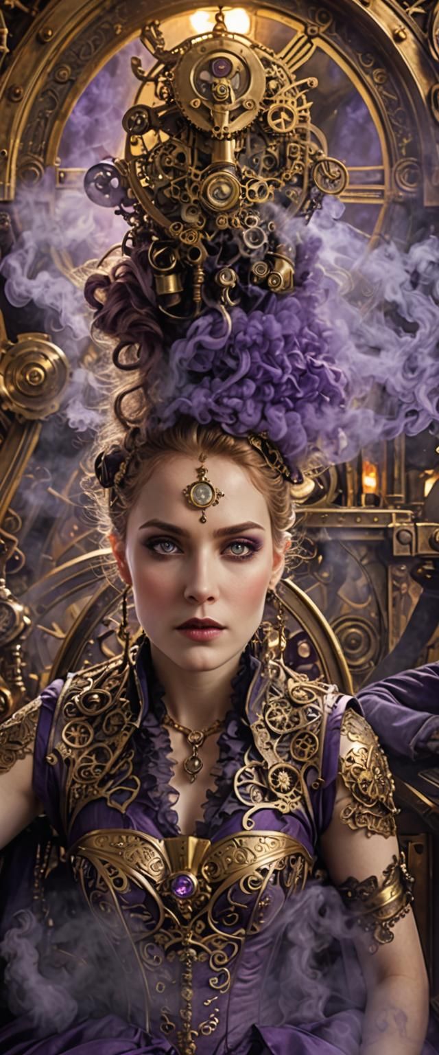 Steampunk Beauty on Ornate Throne