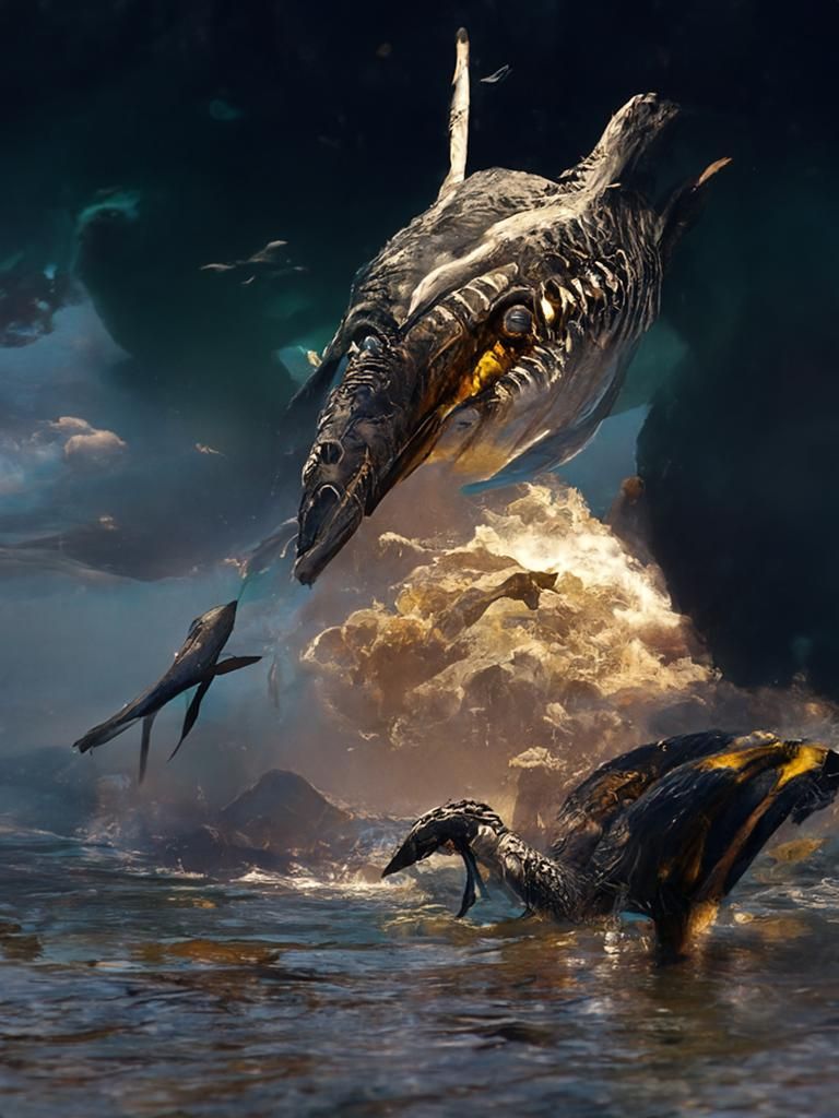 Jurassic Ichthyosaur: Underwater Predator in Sci-Fi Art