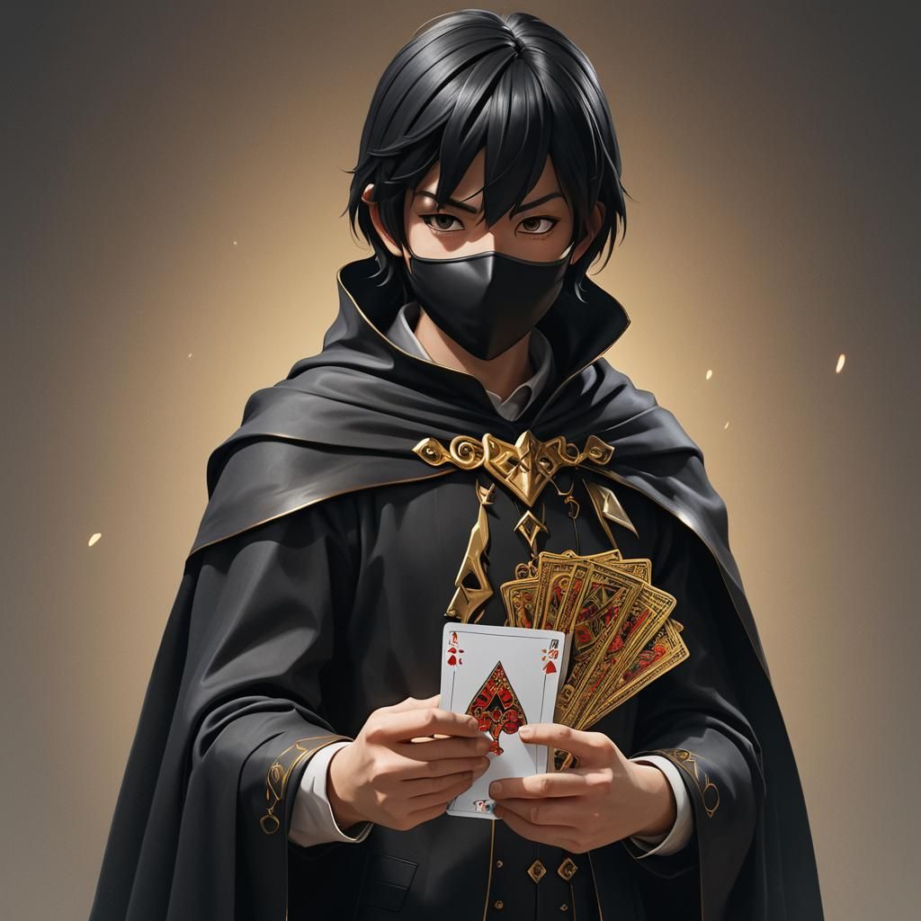 Masked Villain Boy in Anime 3D Art Style