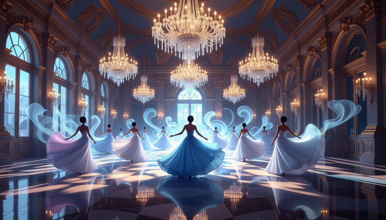 Ethereal Ballroom of Liquid Crystal Dancers