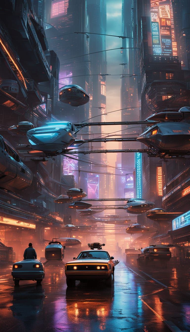 Cyberpunk Cityscape at Twilight in 4K