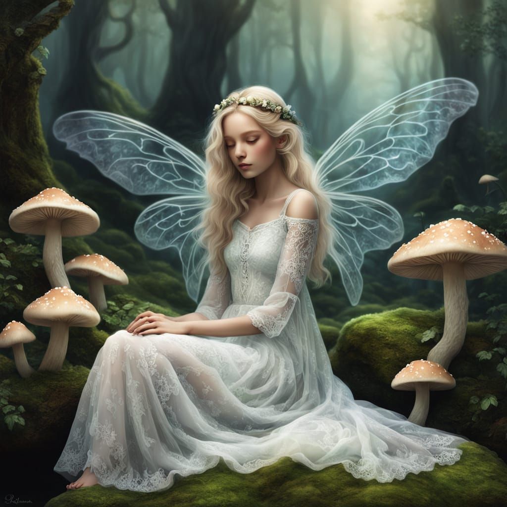 Serene Fantasy Woman in Ethereal Landscape