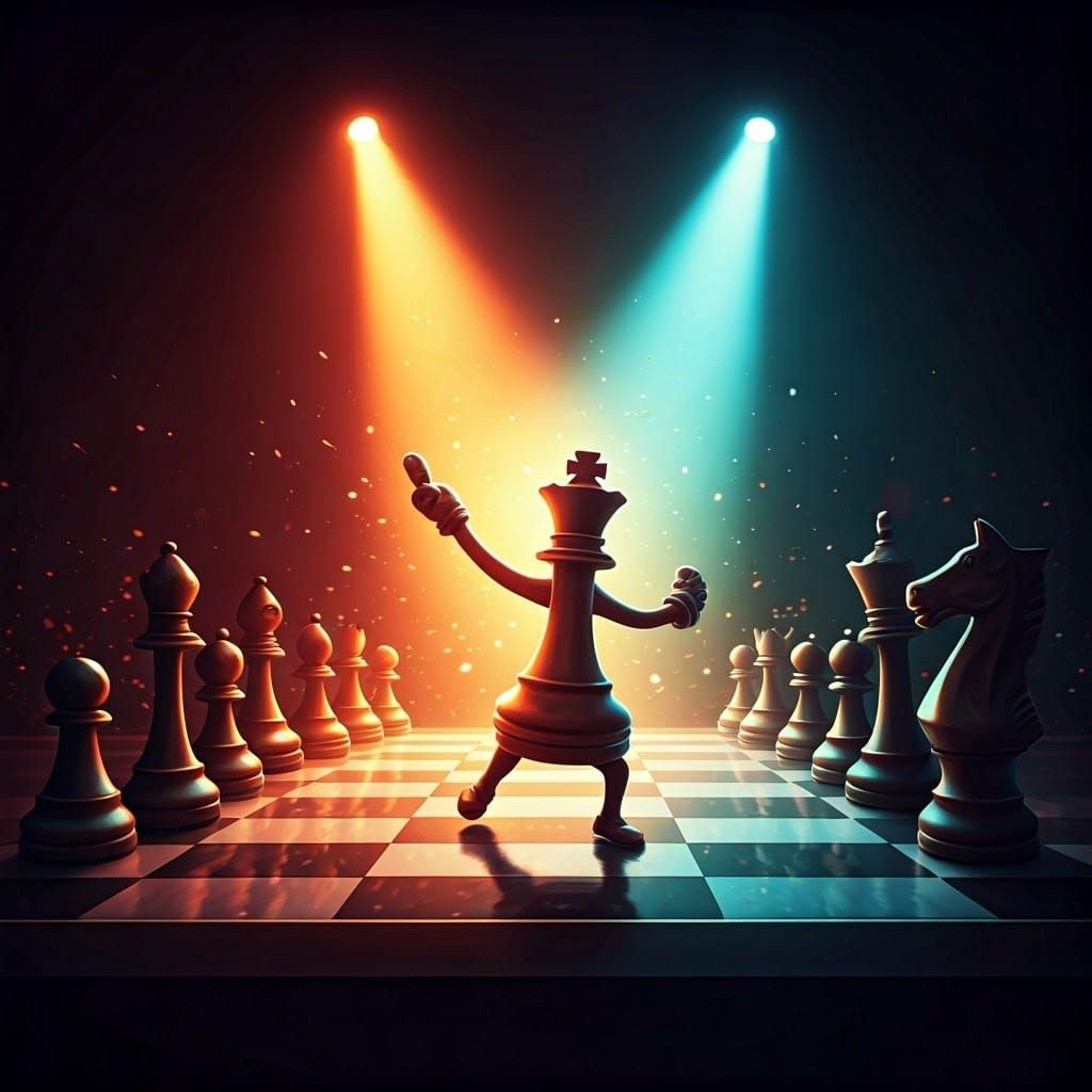 Vibrant Chess Board Transforms into Disco Floor with Dancing...