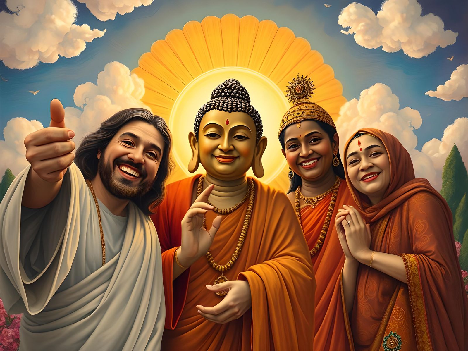 Jesus, Buddha, Krishna Selfie of Joy
