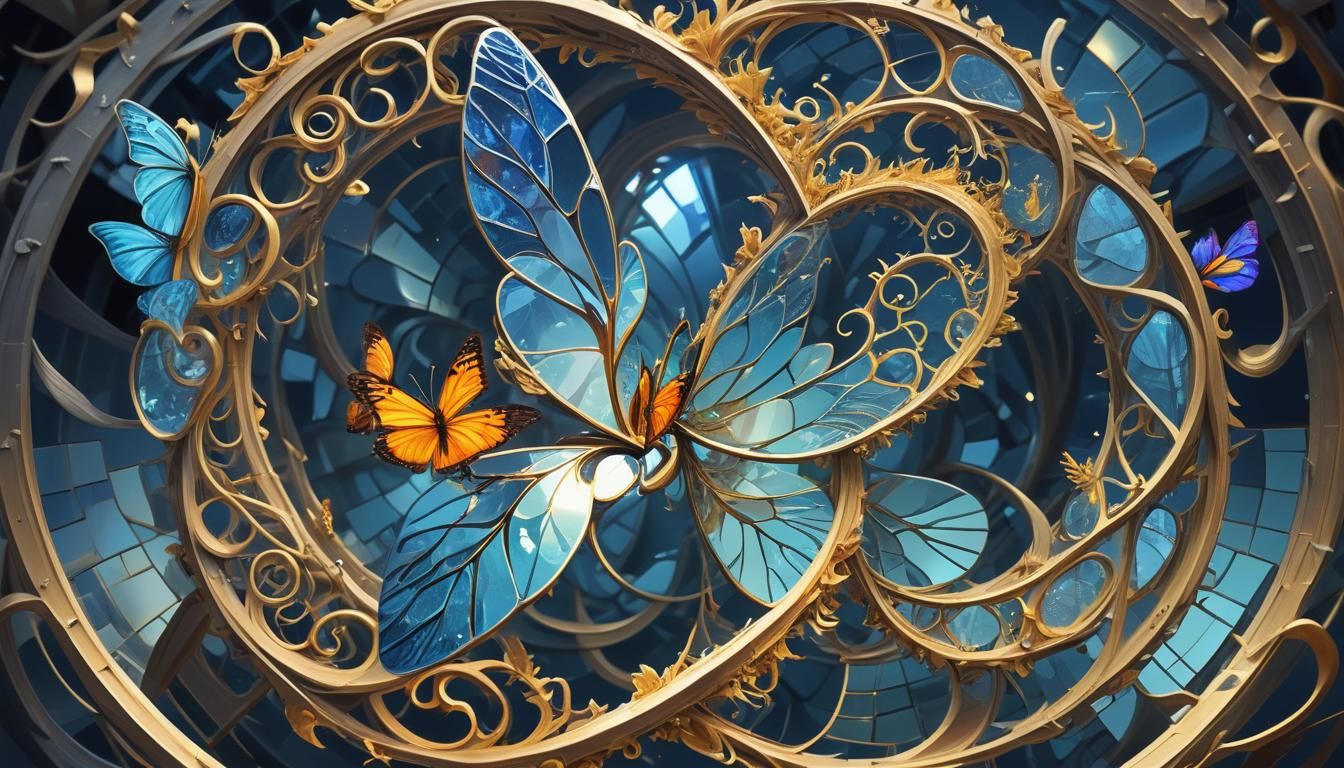 Shattered Mirror Labyrinth with DNA and Phoenix