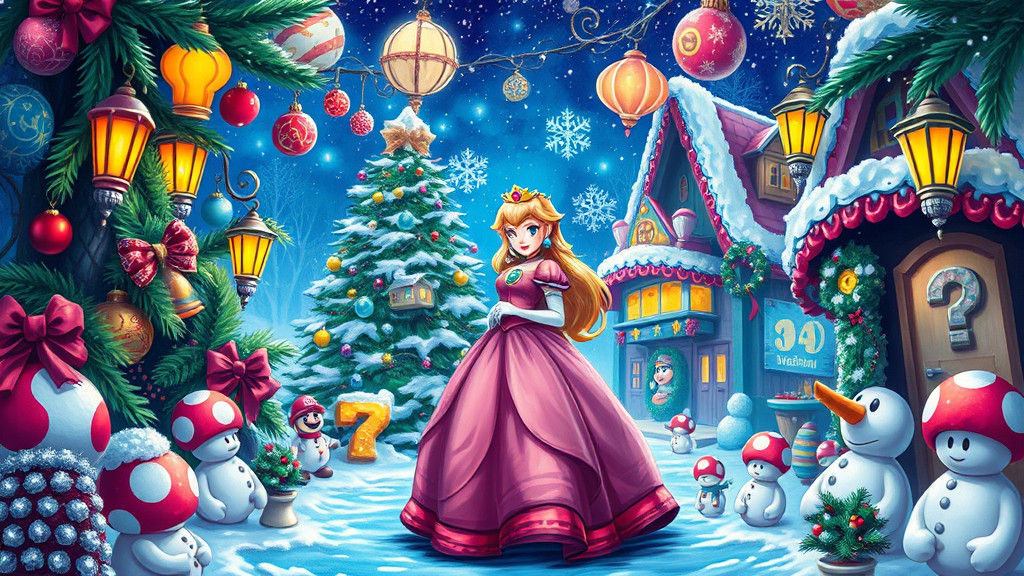 Princess Peach Christmas in Mario Winter Wonderland