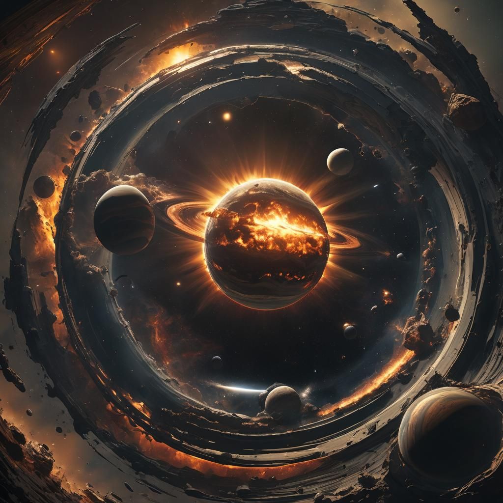 Exploding Sun and Shattered Planets: A Cinematic Still