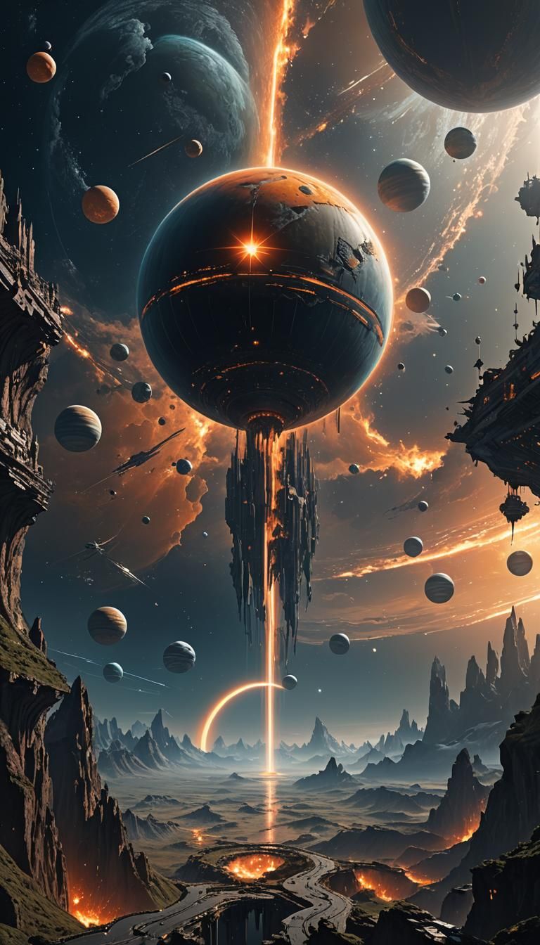 Ringworld Mermaru Orbiting an Orange Star