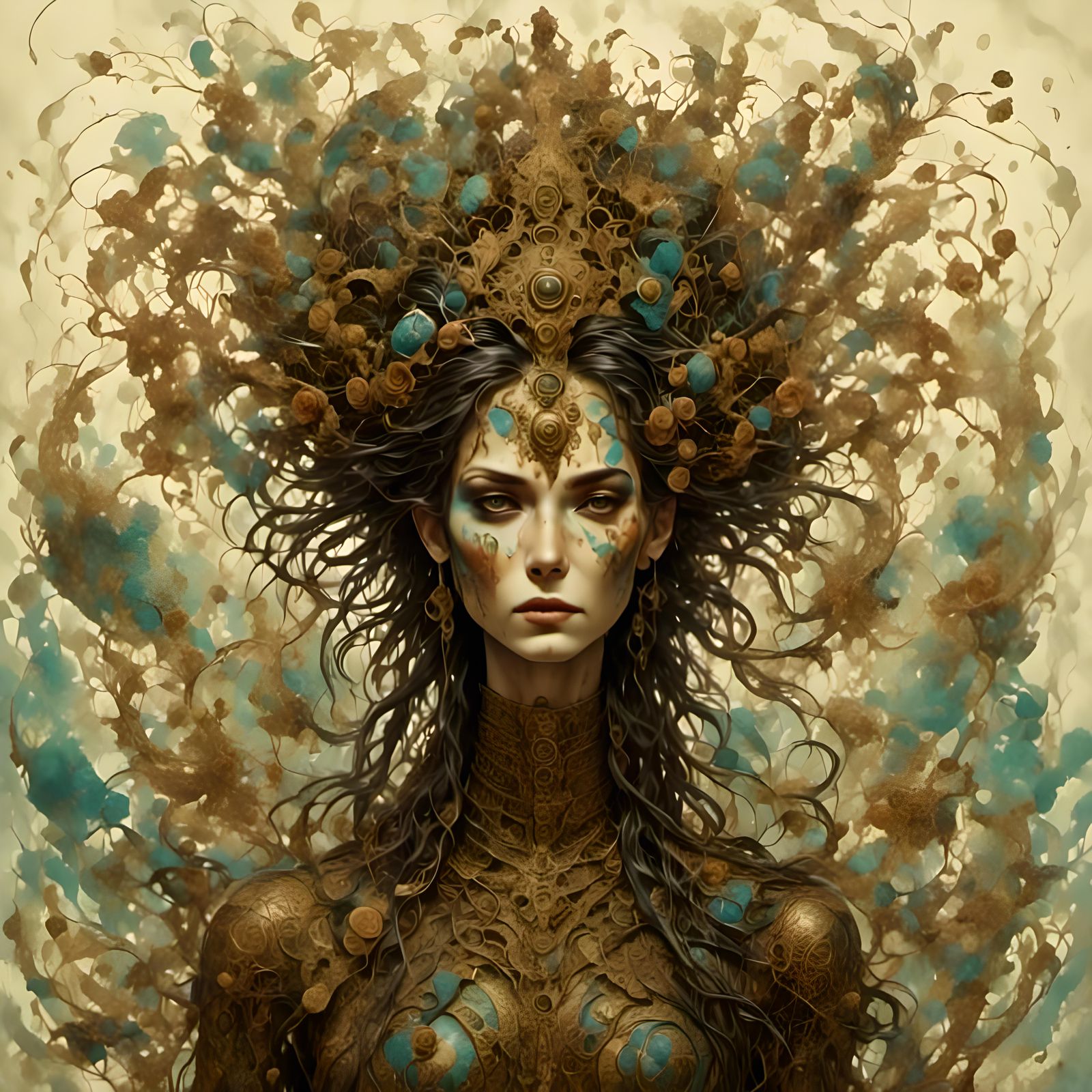 Divine Dark Queen Portrait in Digital Art Style