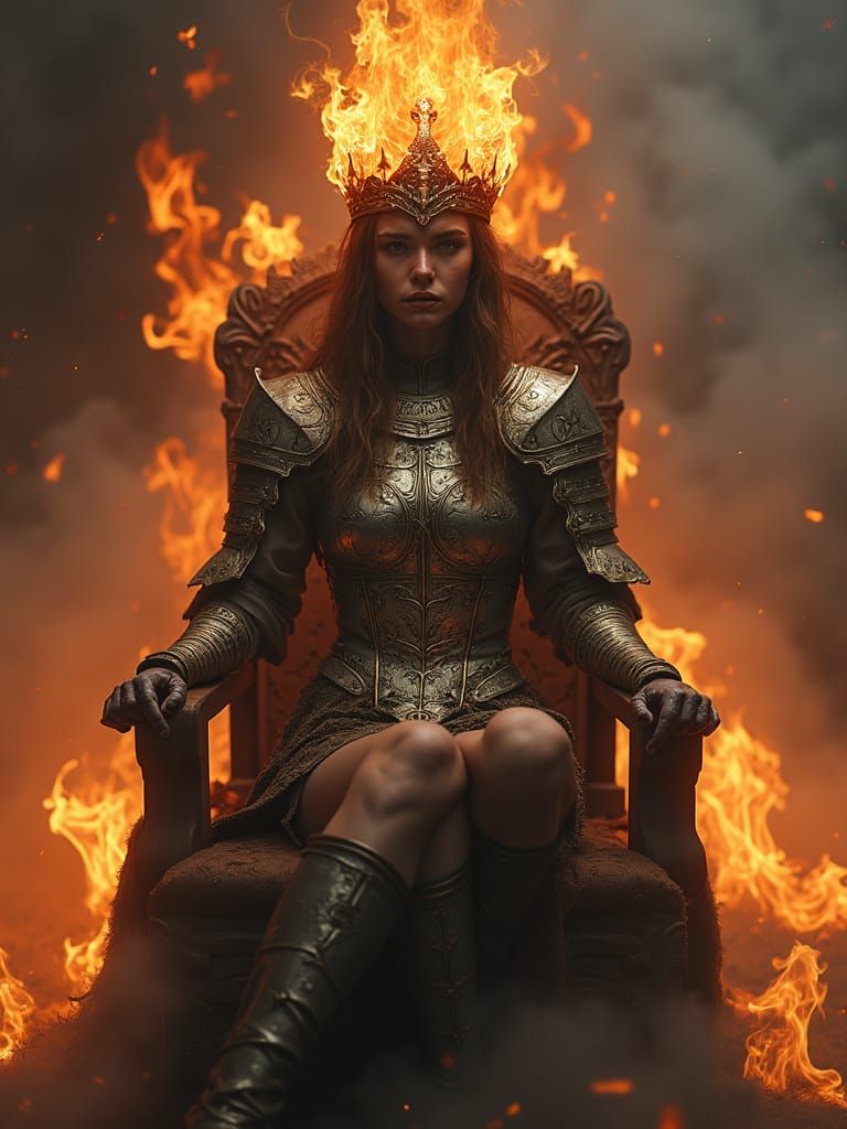 Young Queen of Fire in Ancient Armor