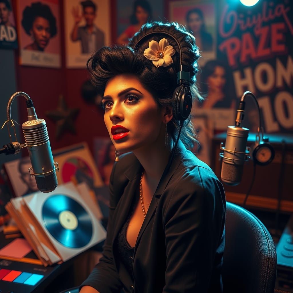 Amy Winehouse in Retro Recording Studio