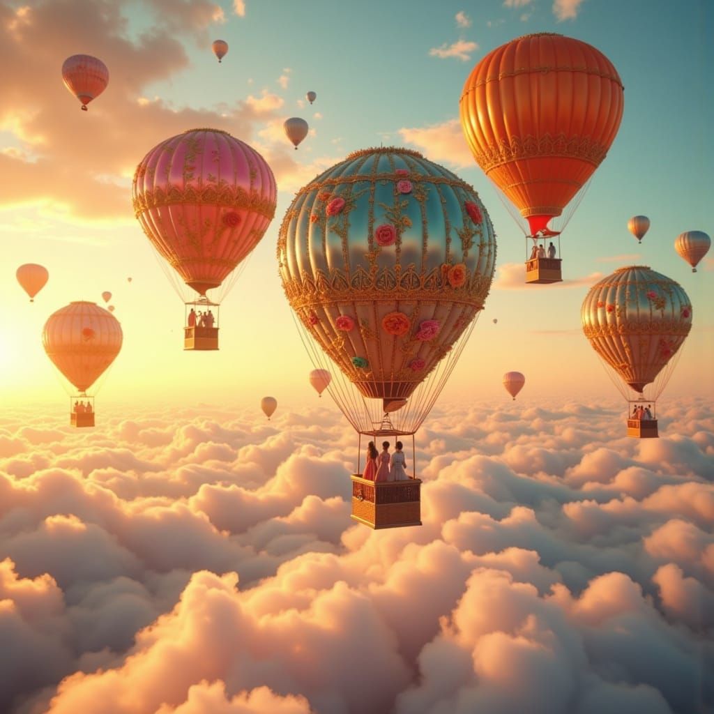 Dreamy Sky of Handbag Balloons in Surreal Pastel Style