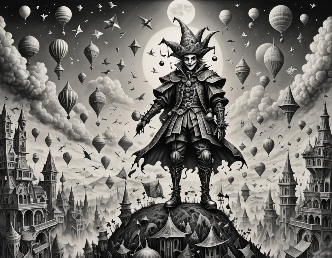 Surreal Jester on Planet with Dream City