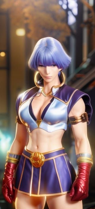 Female Bodybuilder Portrait in Comic Book Style