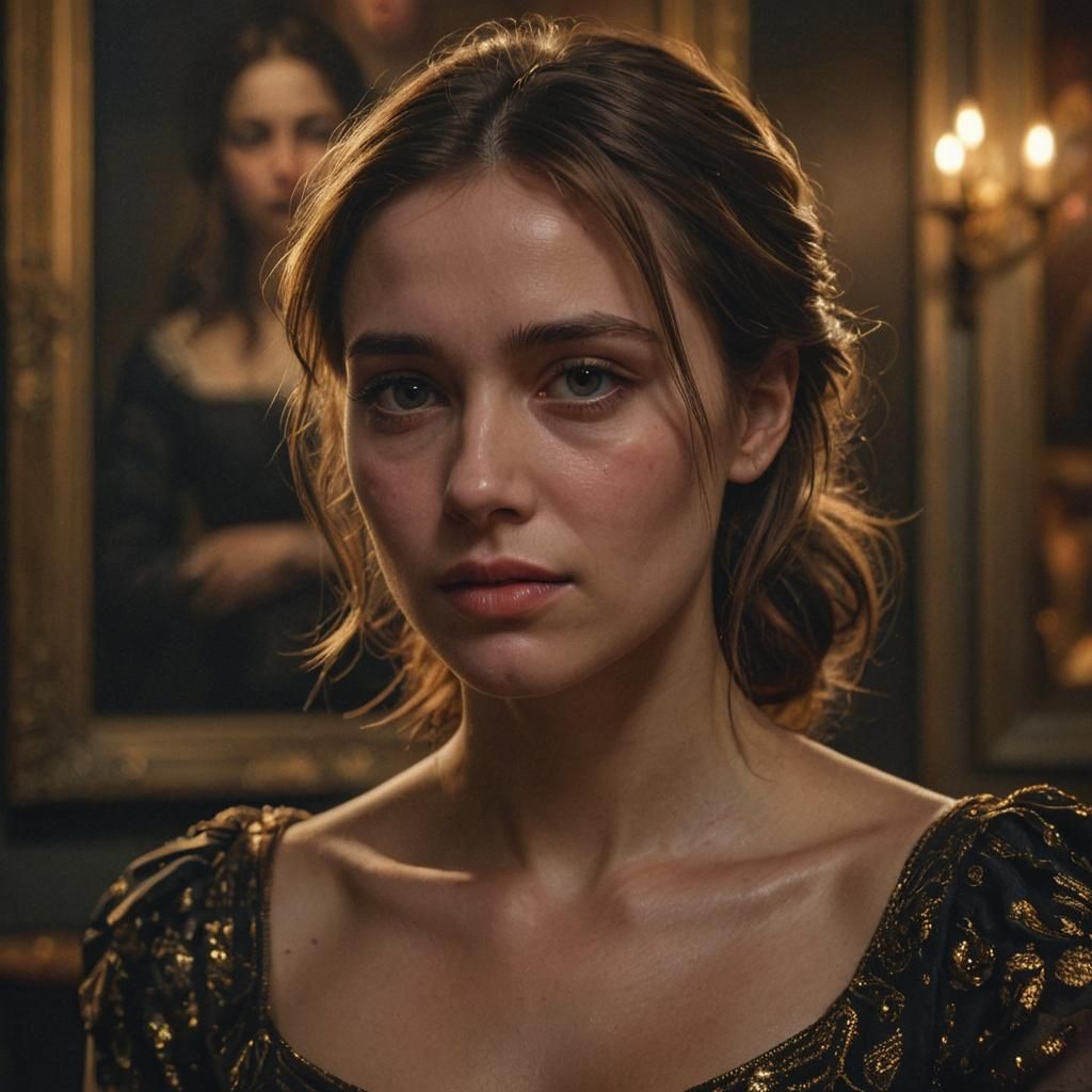 Emotional Woman Portrait in Lavish Setting