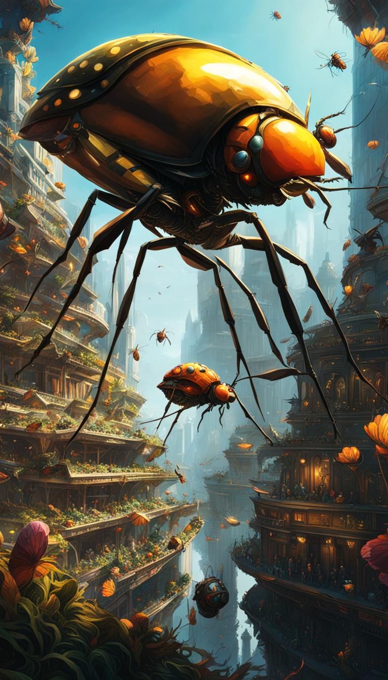 Detailed Insect City Concept Art