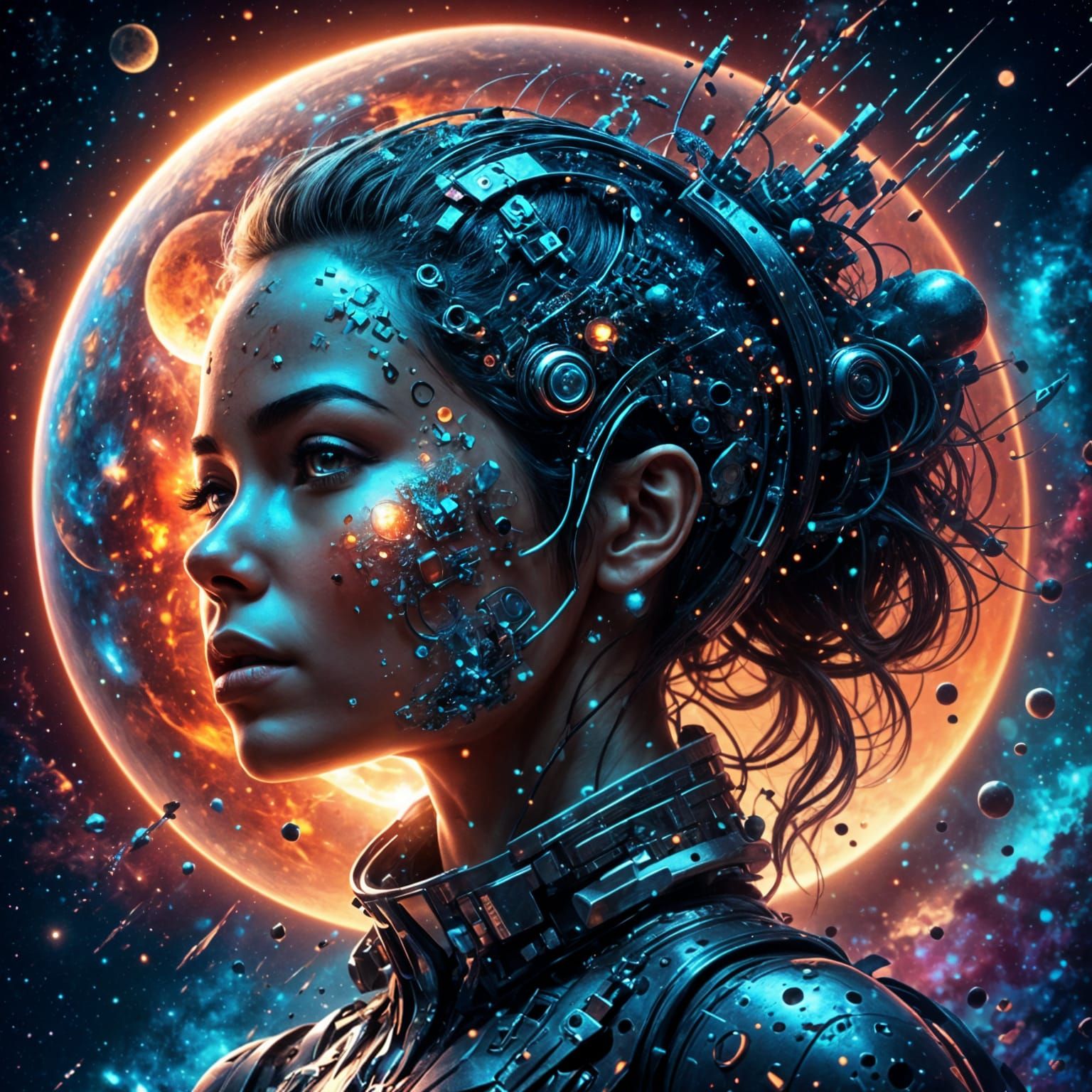 Portrait of a Cyborg woman