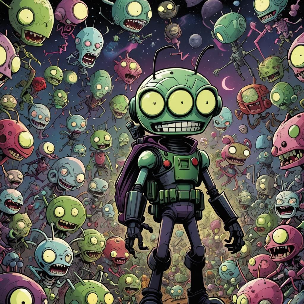 Invader Zim in Comic Book Style Illustration