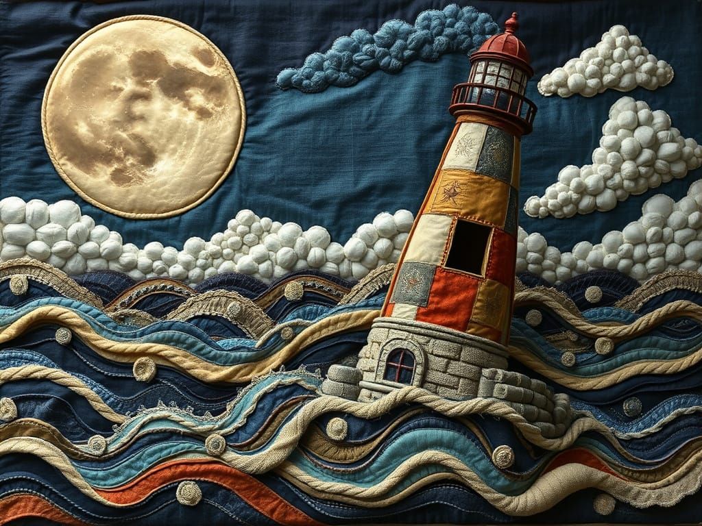 Surrealist Fabric Lighthouse Rises from Textile Ocean in Dre...