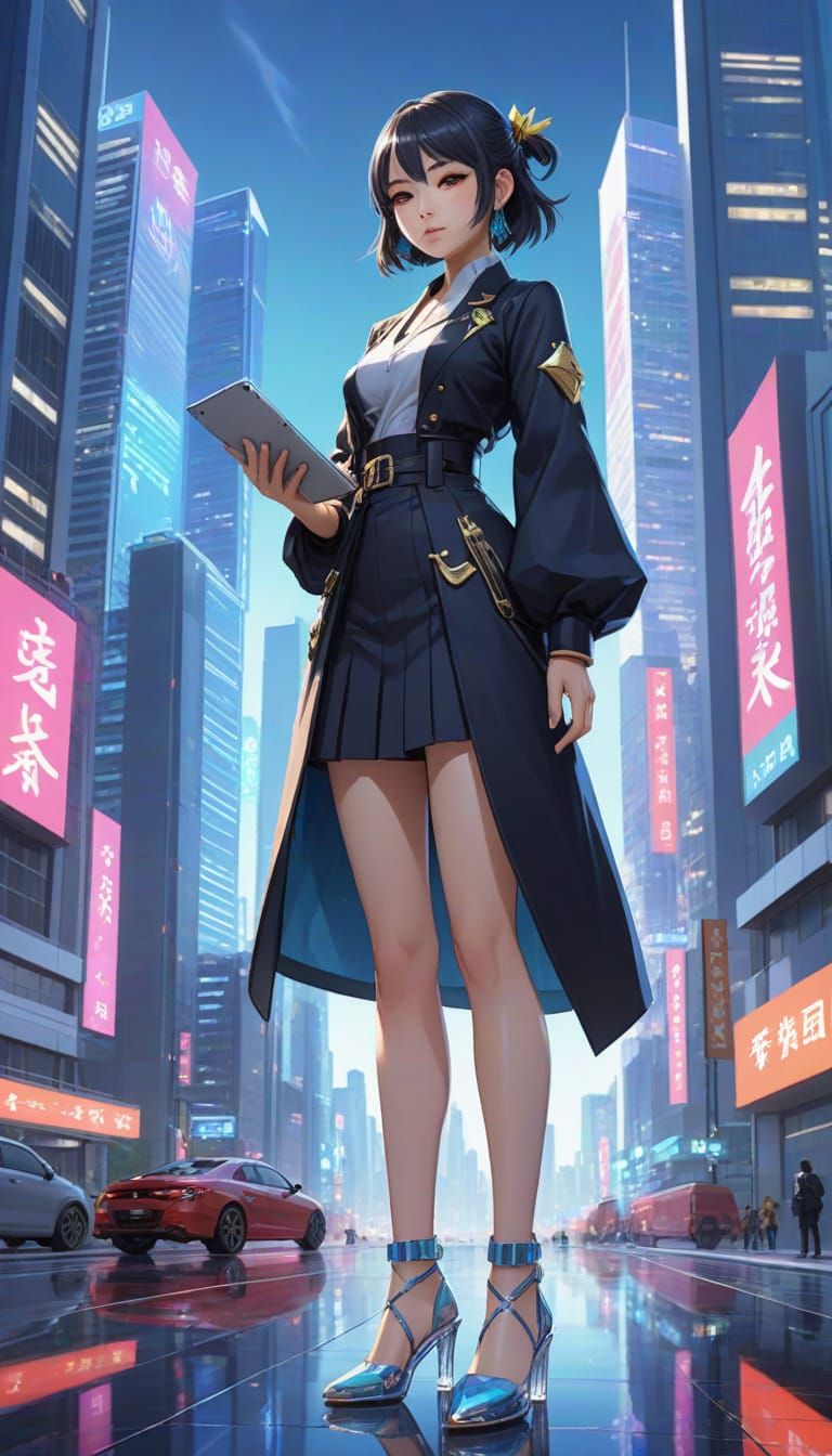 Futuristic Architect in Anime Style