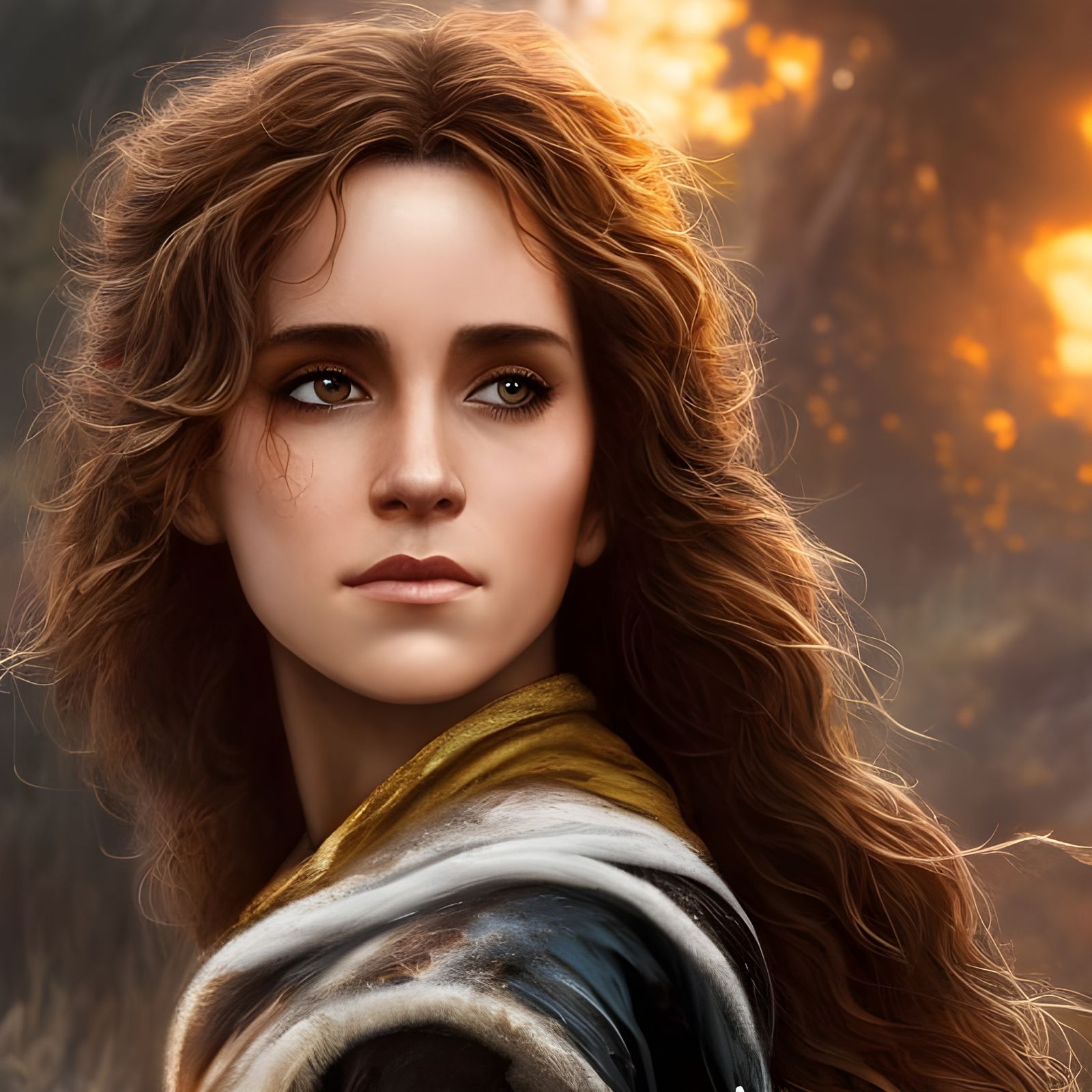 Mud-Covered Woman in Illustrative Realist Style