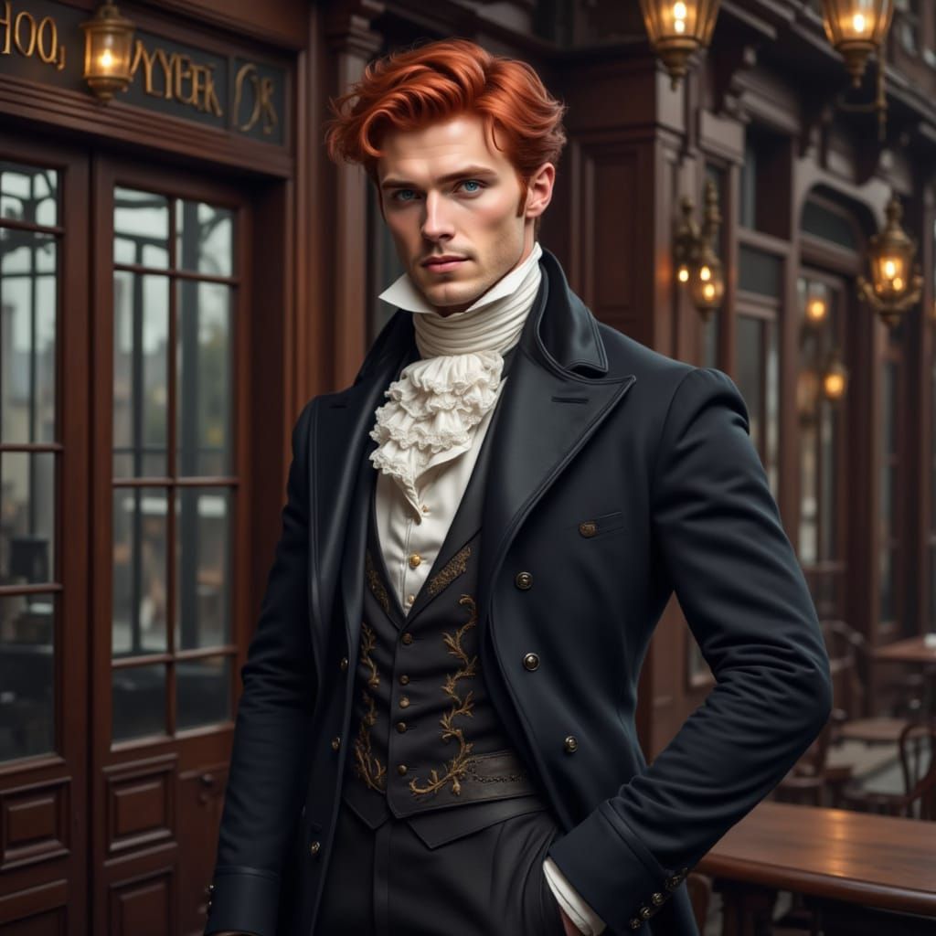 Victorian Man with Blue Eyes and Red Hair