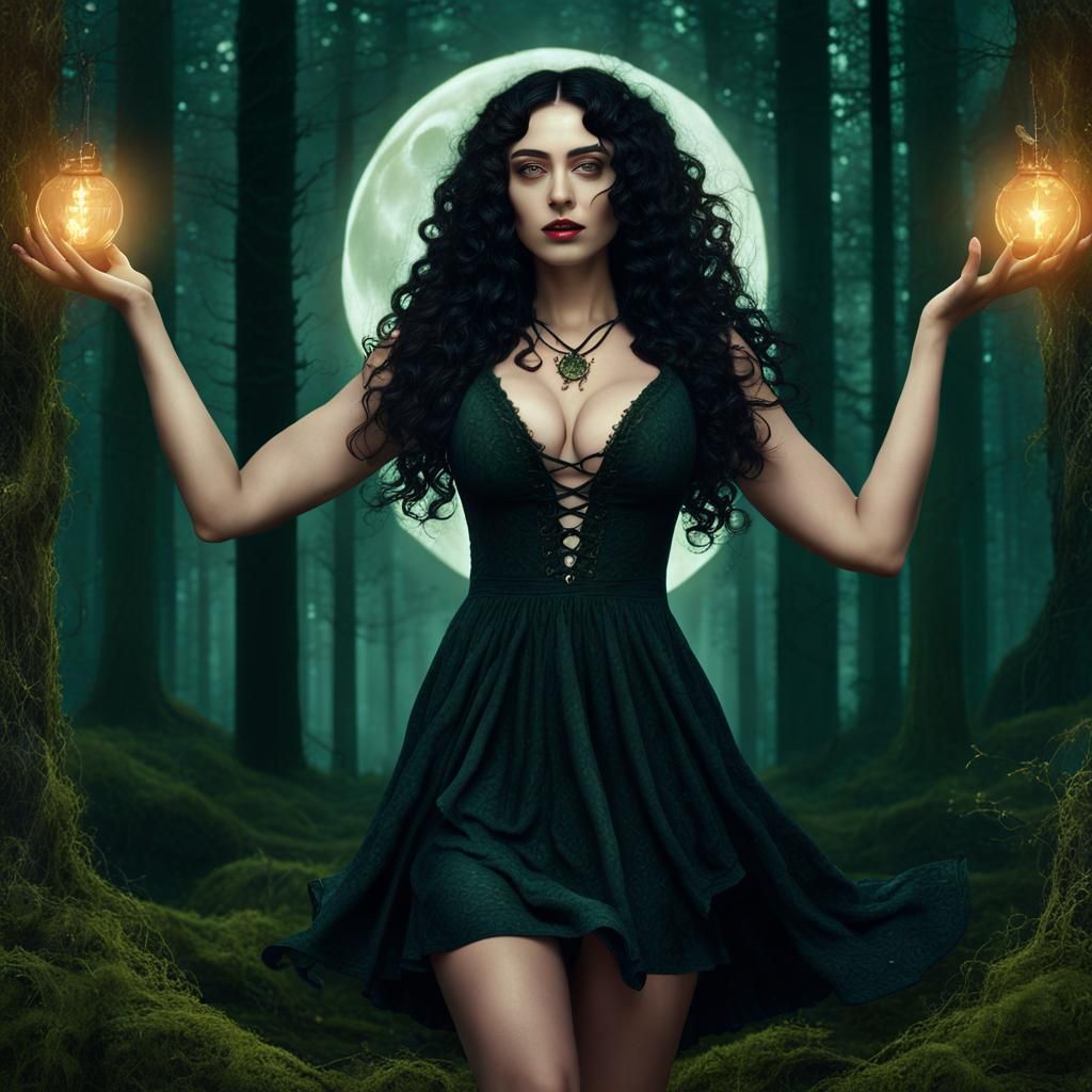 Spring Equinox Witch Celebrates Beltane in Forest
