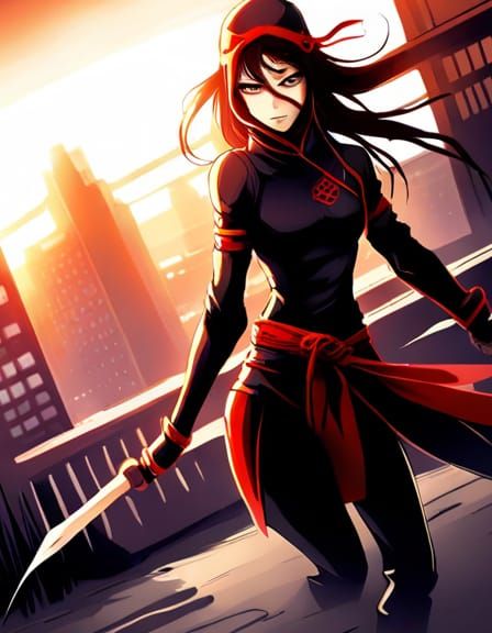 Anime Style Ninja Woman Illustration