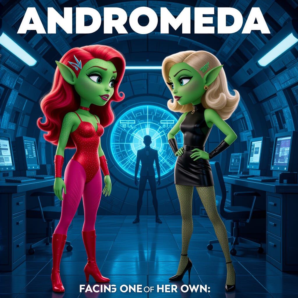 Andromeda: Superhero Confronts Supervillain in Lab