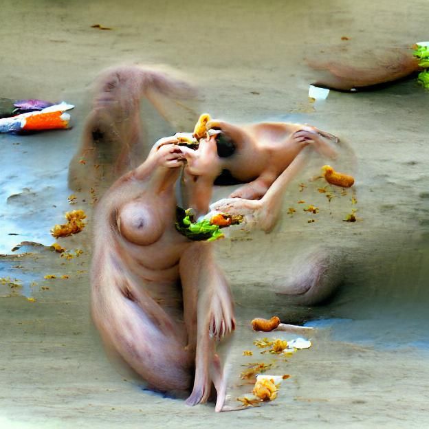 AI Rendering of a Naked Woman Eating