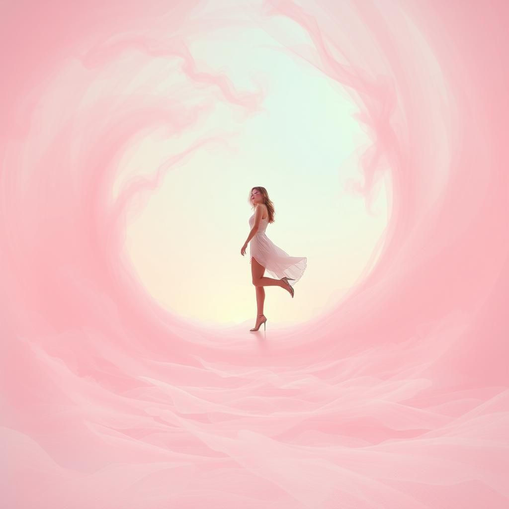 Stepping into Infinity: Pastel Pink Dreamscape