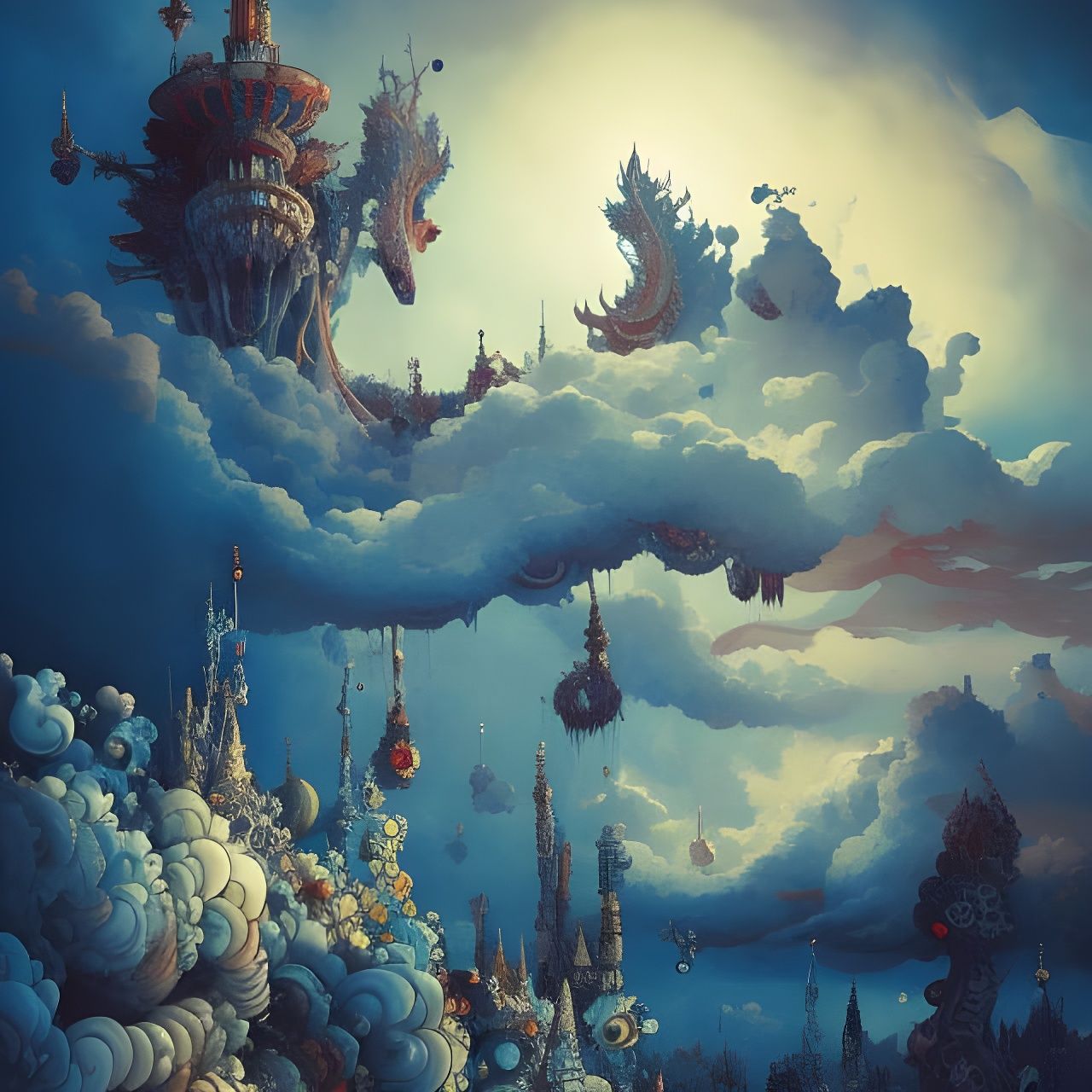 Epic Clouds: Surrealist Artwork in Vivid Colors