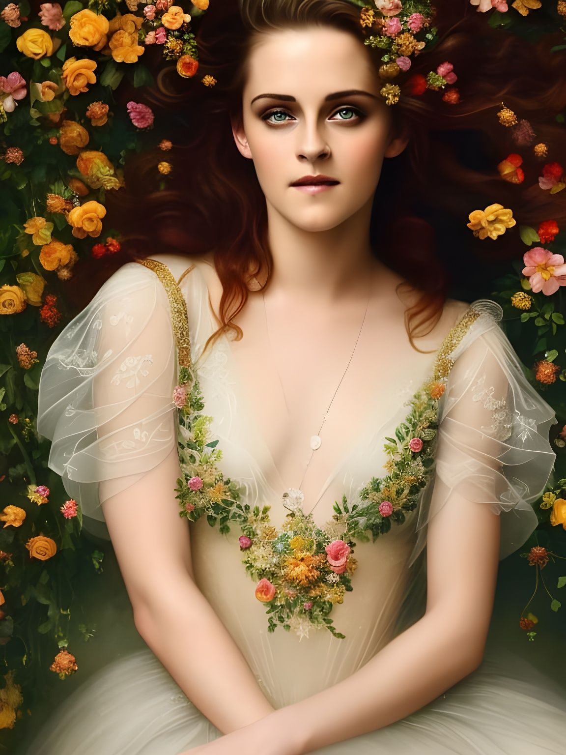 Psychedelic Art Nouveau Princess Portrait in 8K