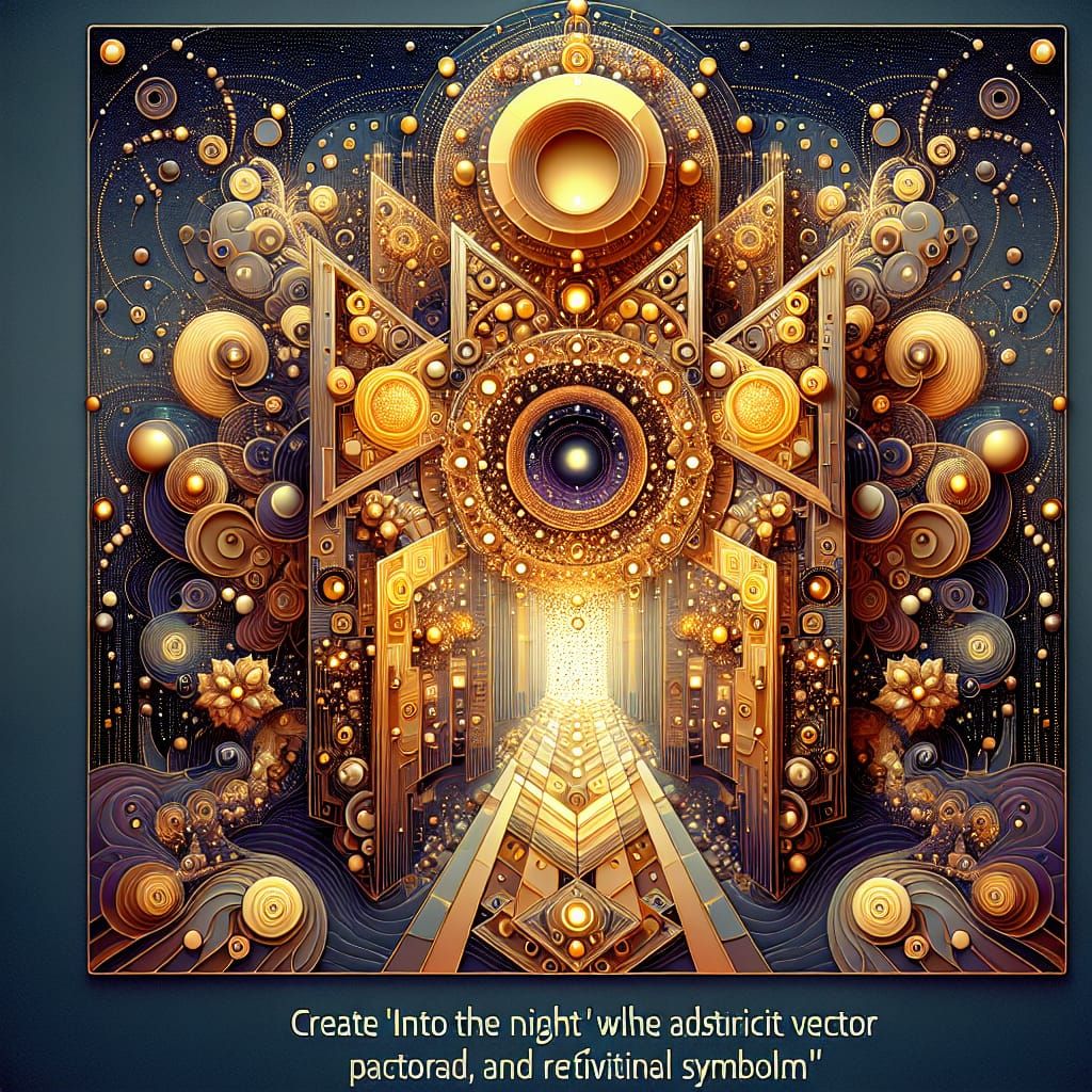 Abstract Fractal Portal in Gold: 3D Klimt-Inspired Art