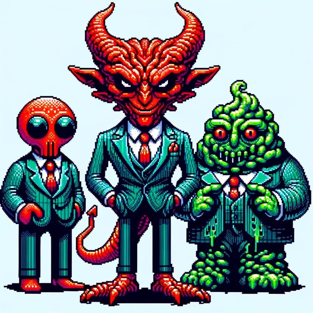 8-Bit Pixel Art: Devilish Business Meeting