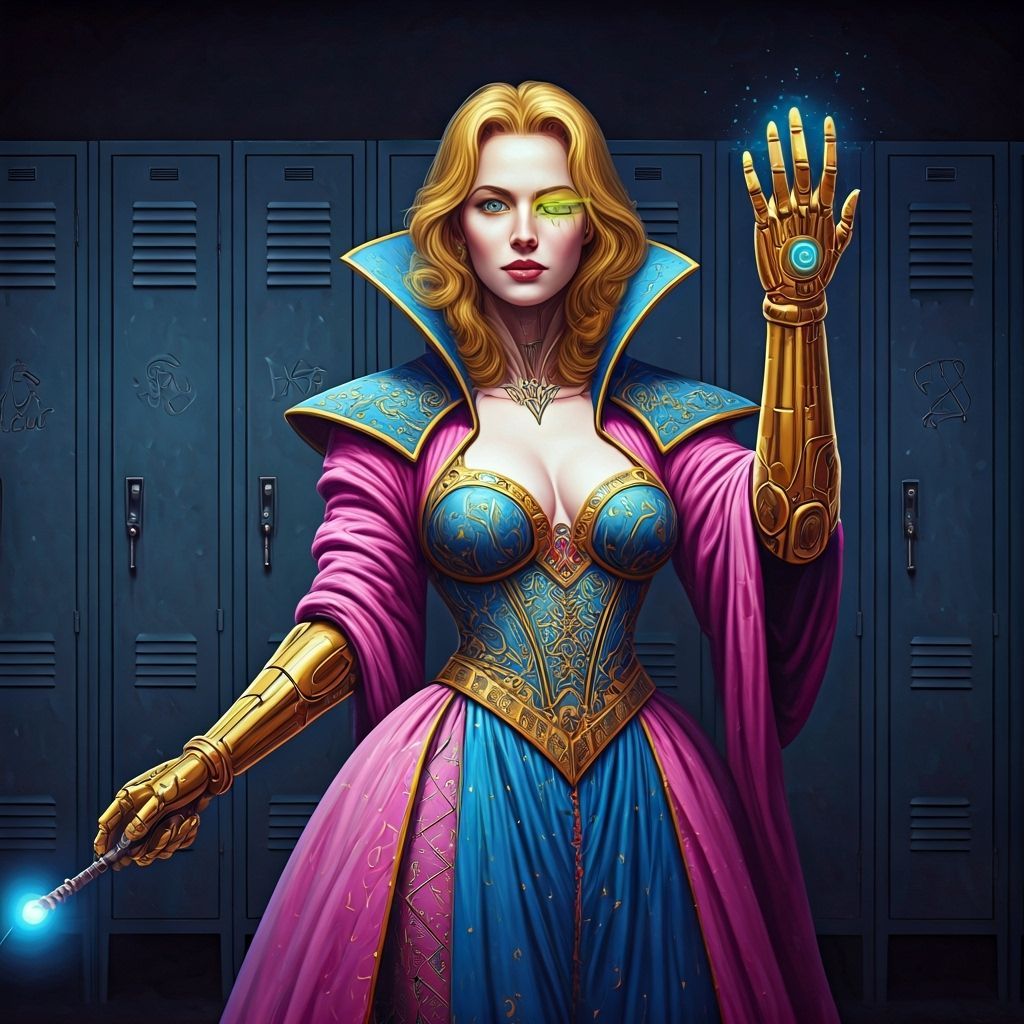 Cybernetic Warlock with Glowing Glove in Vintage Horror Comi...