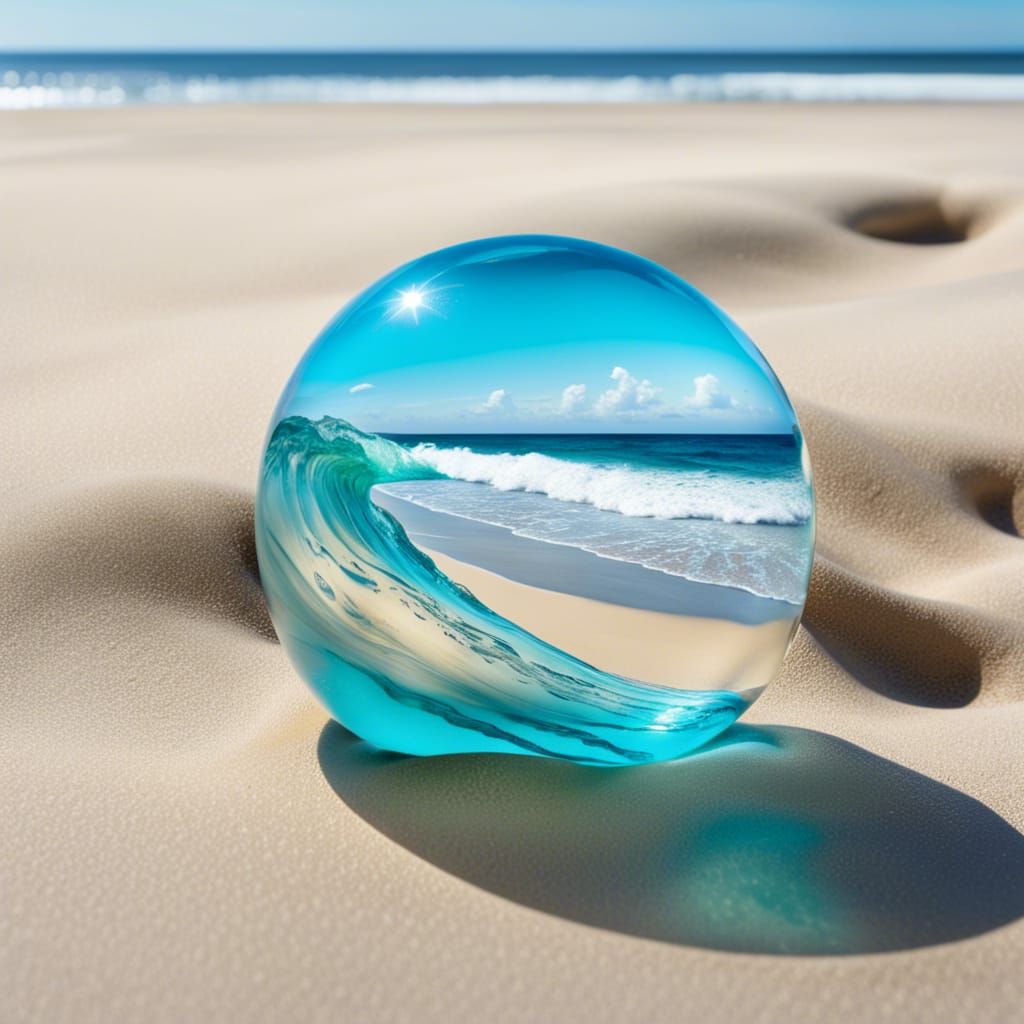 Ocean Waves Encased in Glass Orb