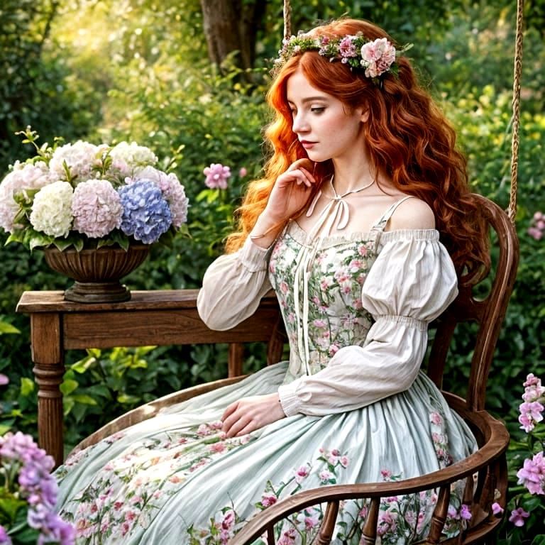 Victorian Woman in Secret Garden