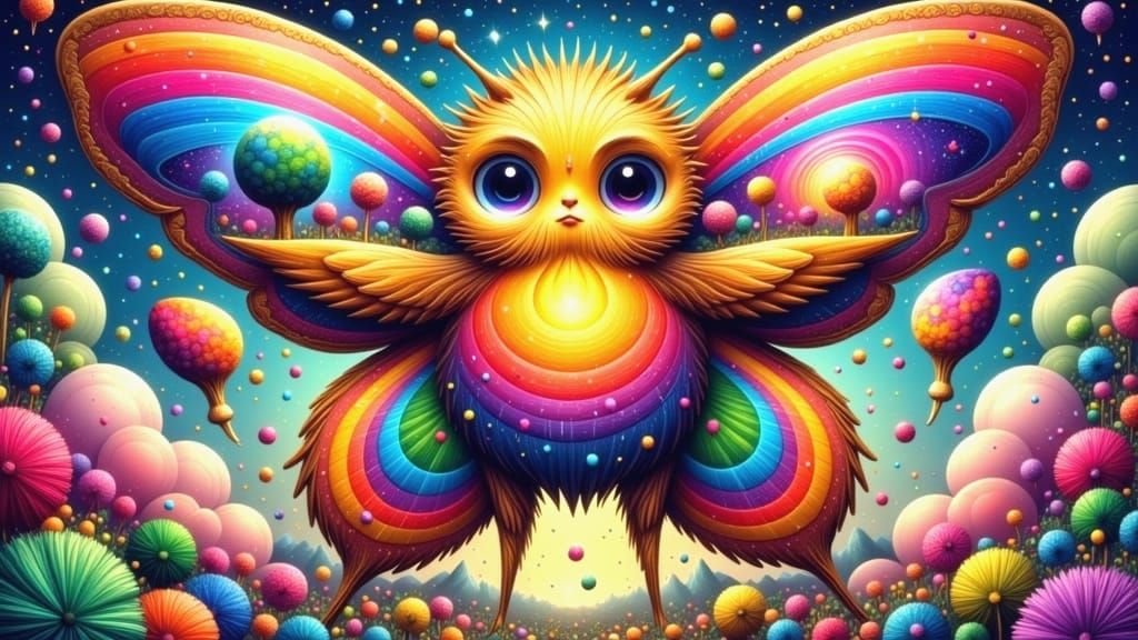 Confused Psychedelic Butterfly with Rainbow Wings